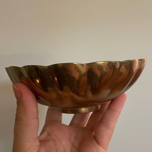 Vintage Scalloped Brass Accent Bowl